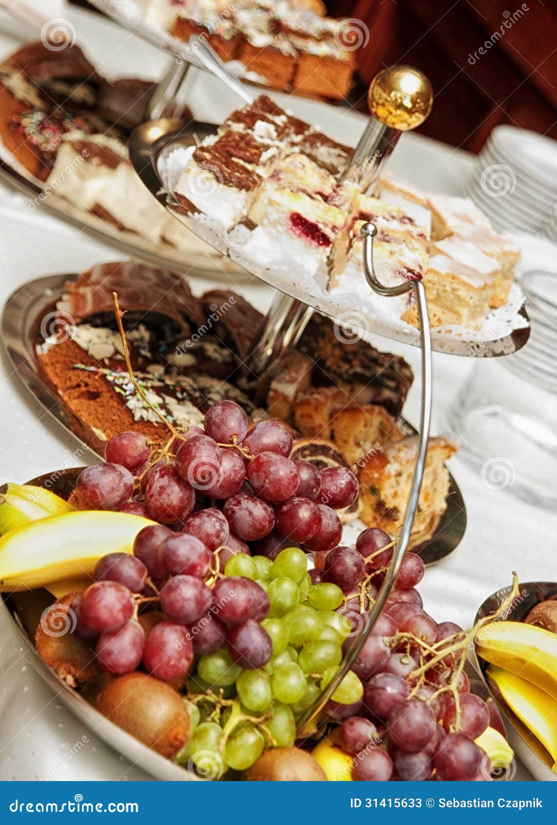 Fruit and Pastries on Banquet Table Stock Image Image of party, cream