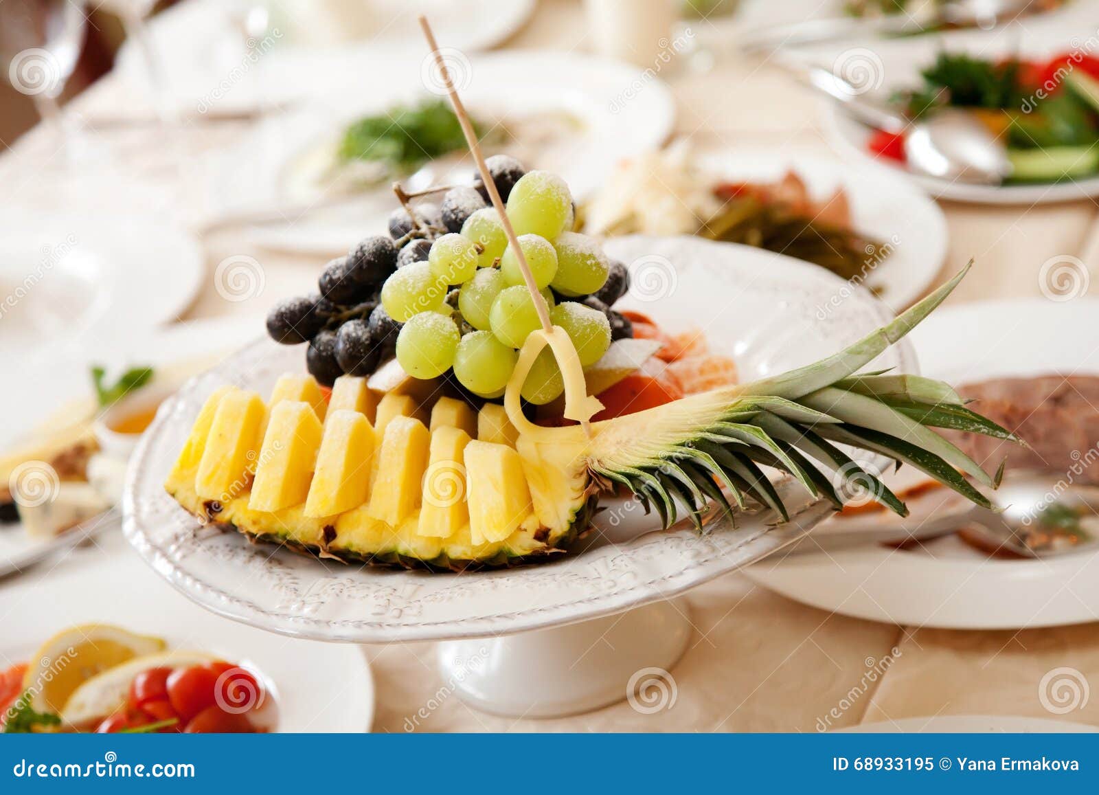 Fruit Plate on Restaurant Table Stock Image Image of gourmet, bright