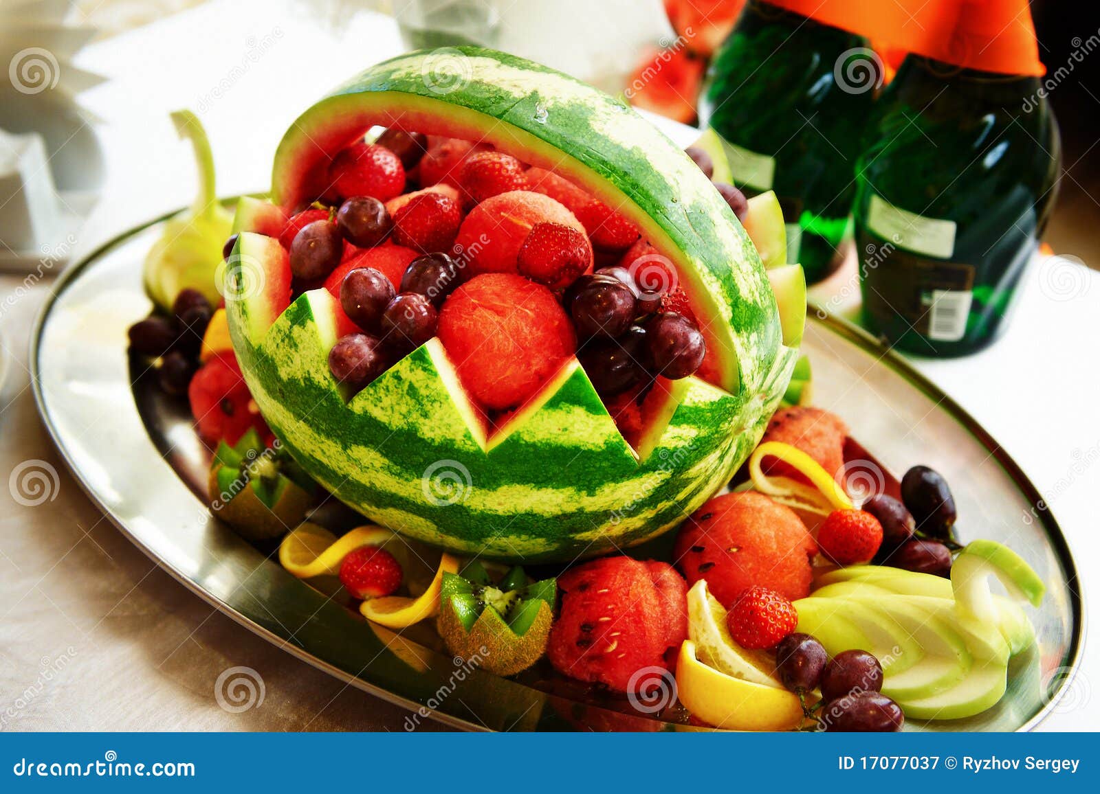 Fruit Platter with Watermelon Stock Image Image of wealth, table