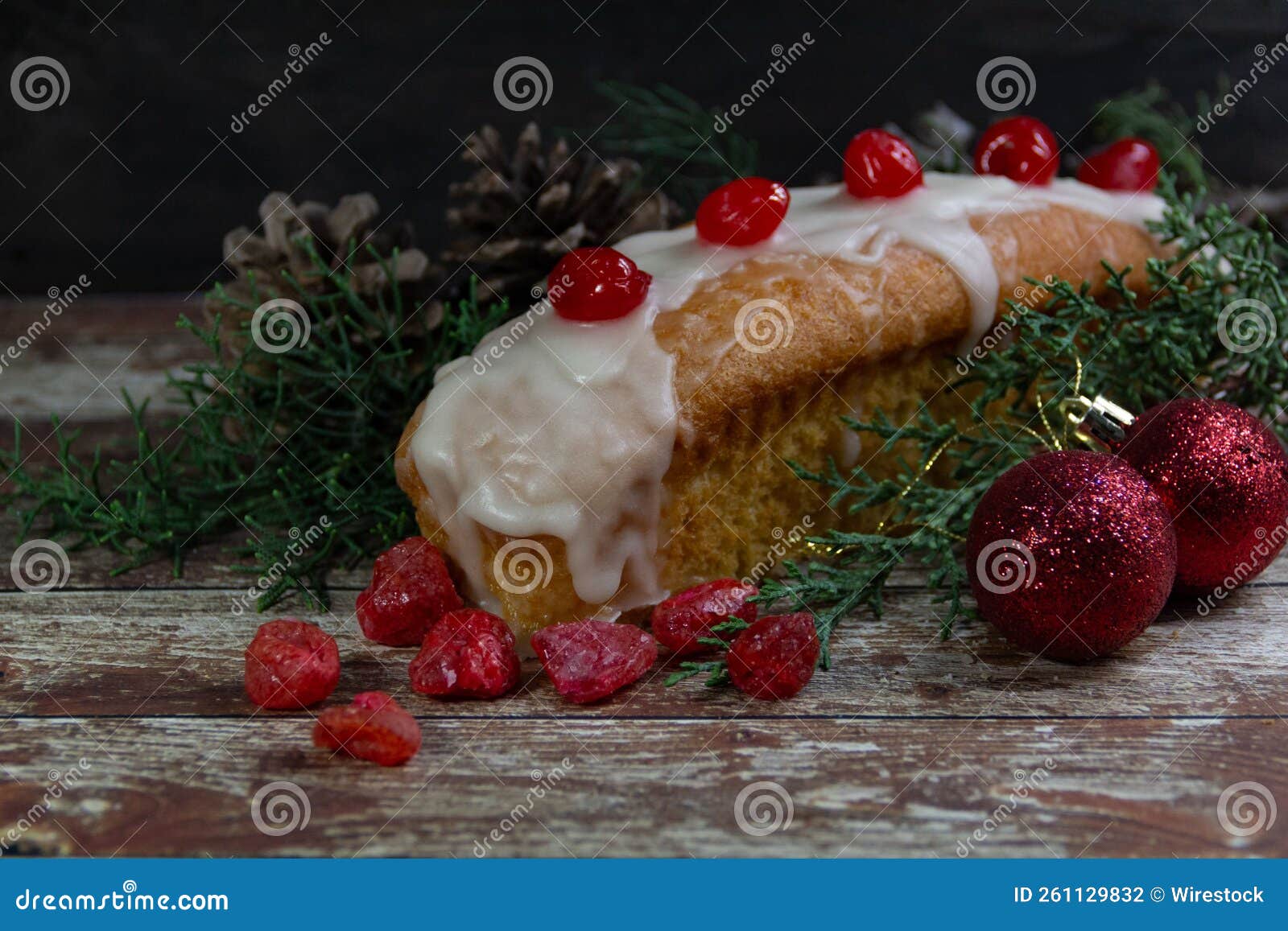 Fruit Pudding with Christmas Decorations Stock Photo Image of