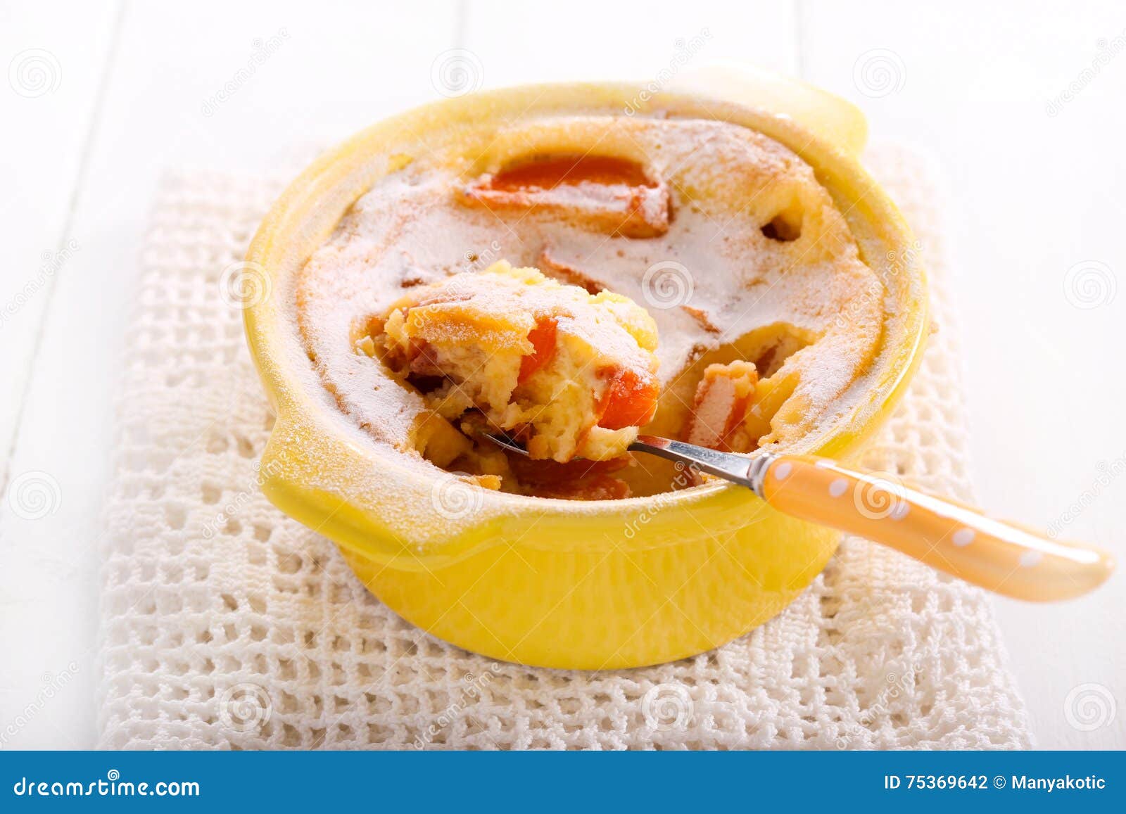 Fruit Pudding with Icing Sugar Stock Photo Image of snack, cottage