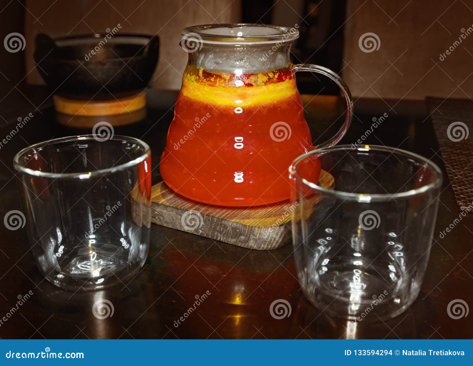 Fruit Red Tea Drink and Two Glasses Stock Photo Image of glass, black 133594294