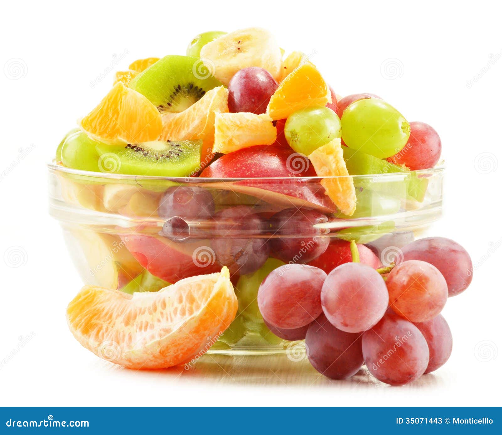Fruit salad bowl on white stock image. Image of fruit 35071443