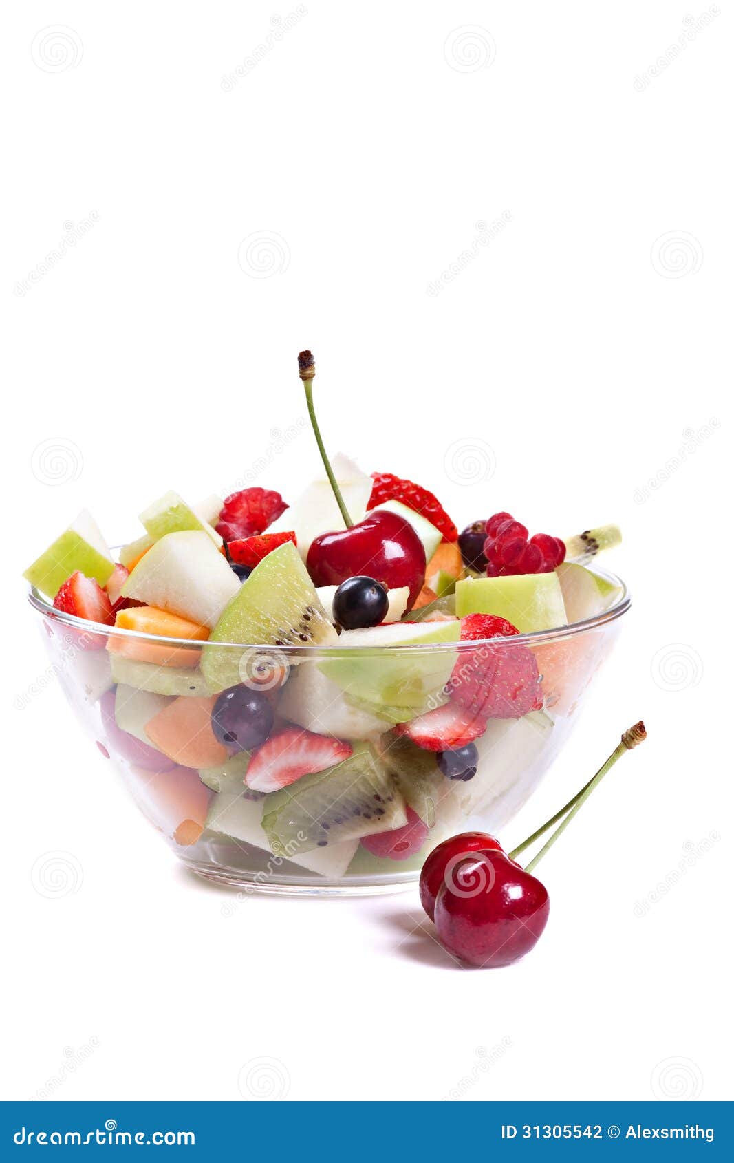 Fruit Salad in a Glass Bowl Stock Photo Image of beautiful, apricot