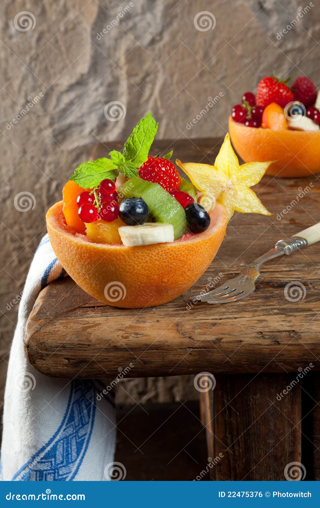 Fruit Salad on Vintage Table Stock Photo Image of colorful, dessert