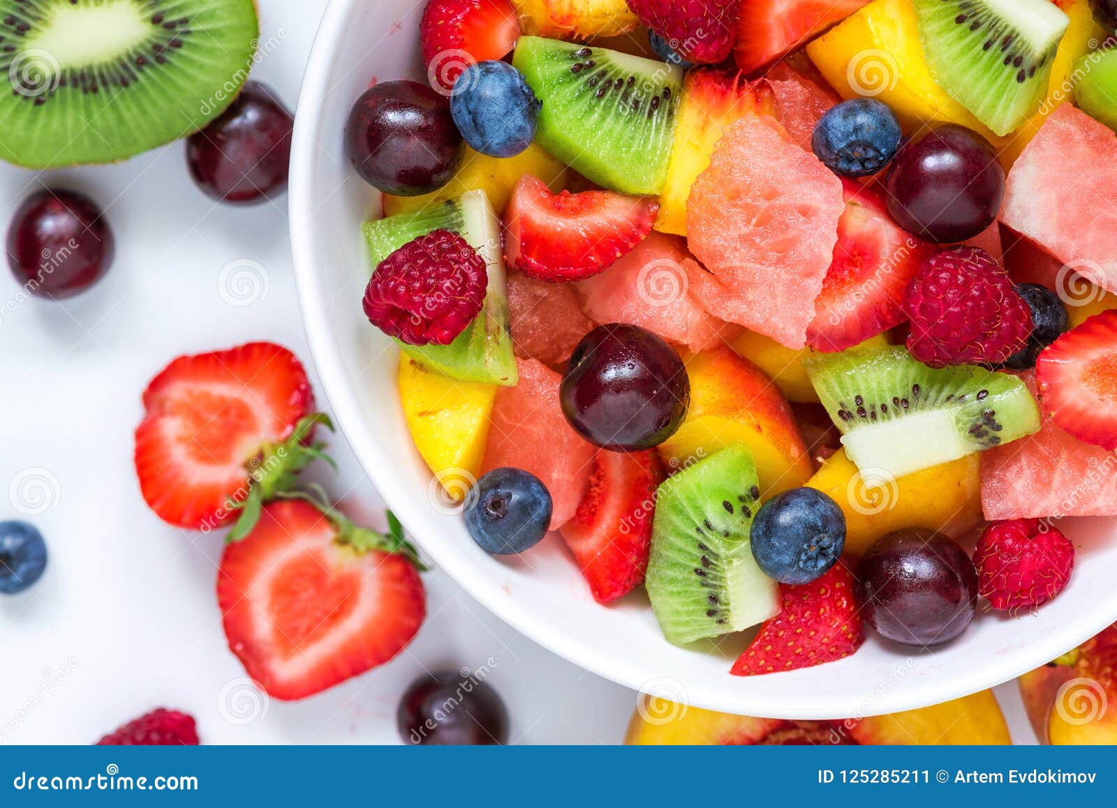 Fruit Salad with Watermelon, Strawberry, Cherry, Blueberry, Kiwi ...