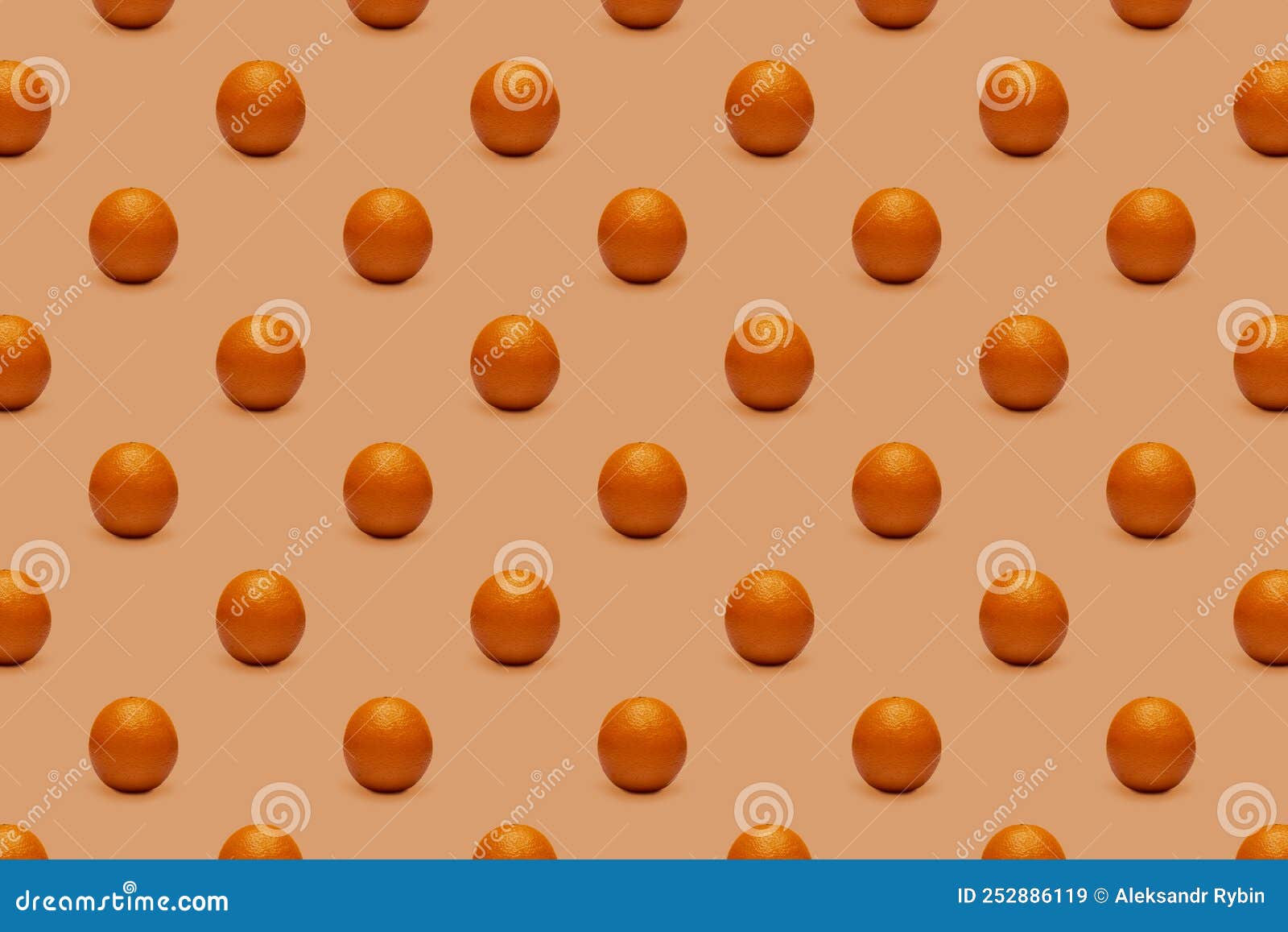 Fruit Seamless Pattern of Fresh Oranges on Orange Background. Pop Art