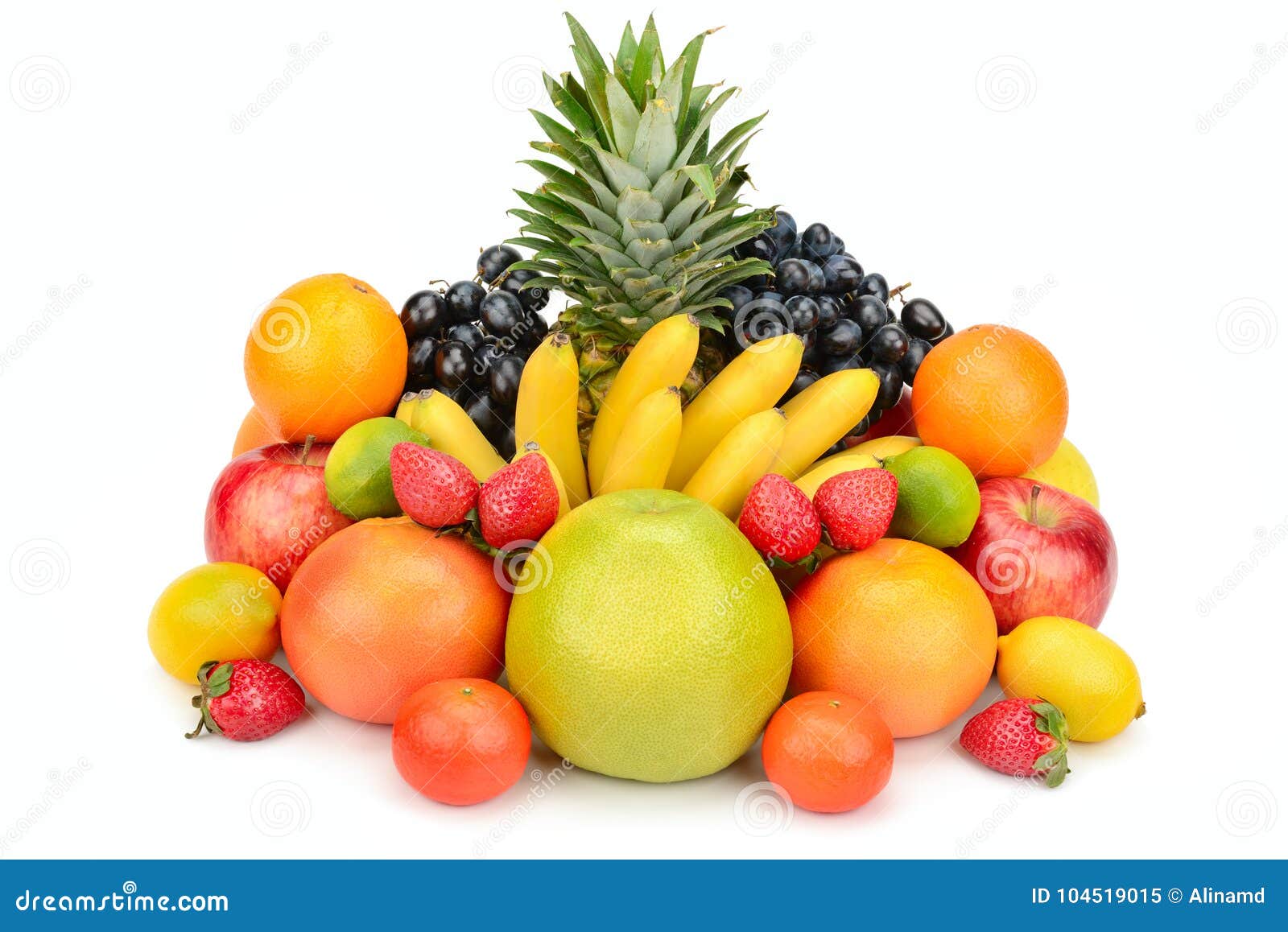 Fruit Set Isolated on White Background Stock Image Image of juicy, grapes 104519015