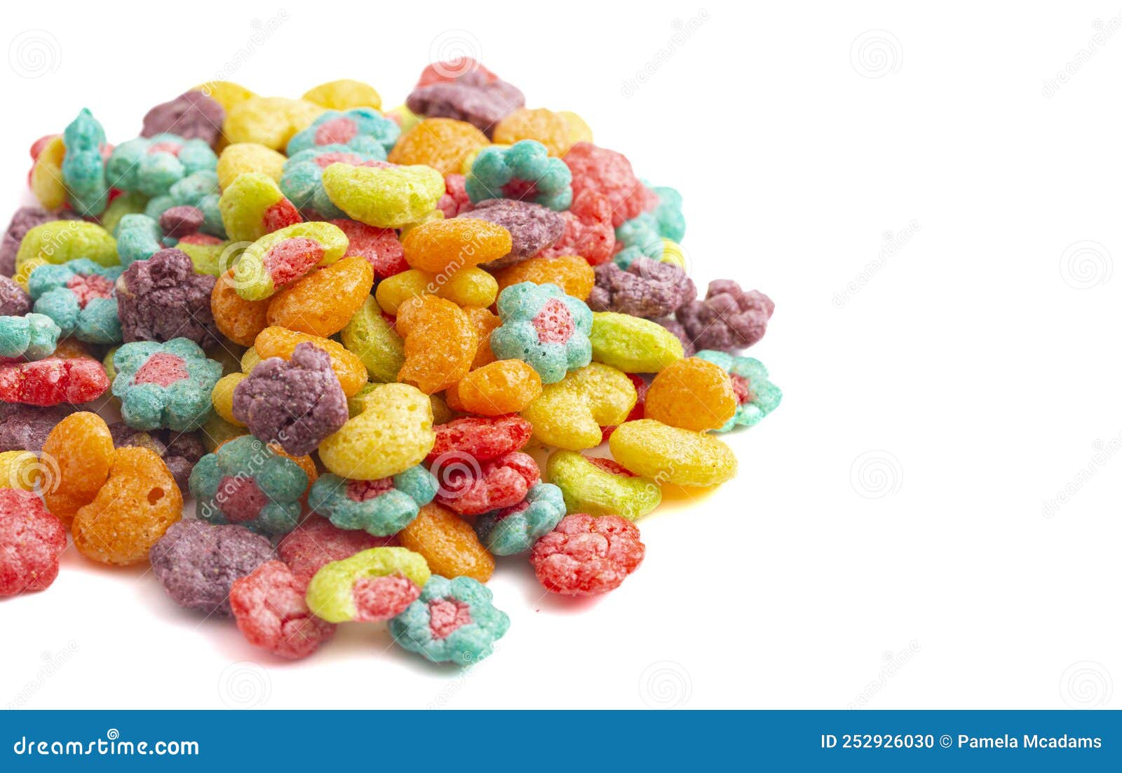 Fruit Shaped Breakfast Cereal Isolated on White Background Stock Photo