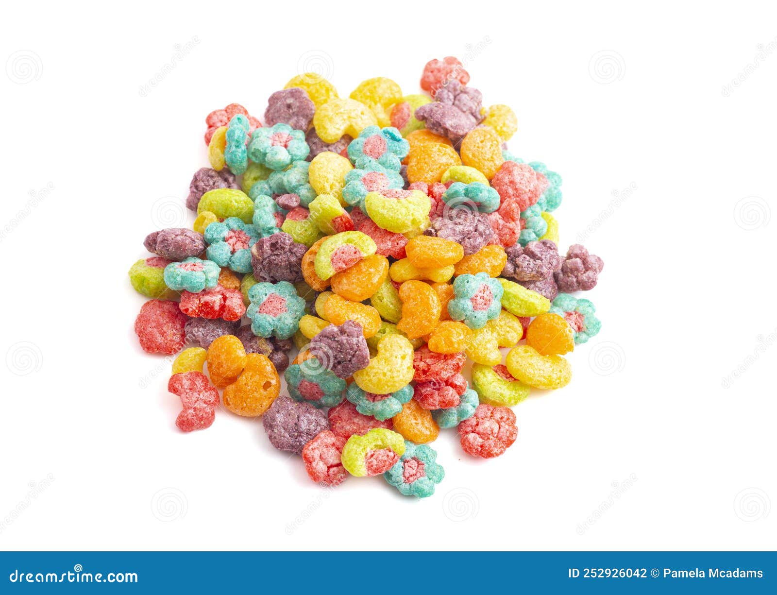 Fruit Shaped Breakfast Cereal Isolated on White Background Stock Photo