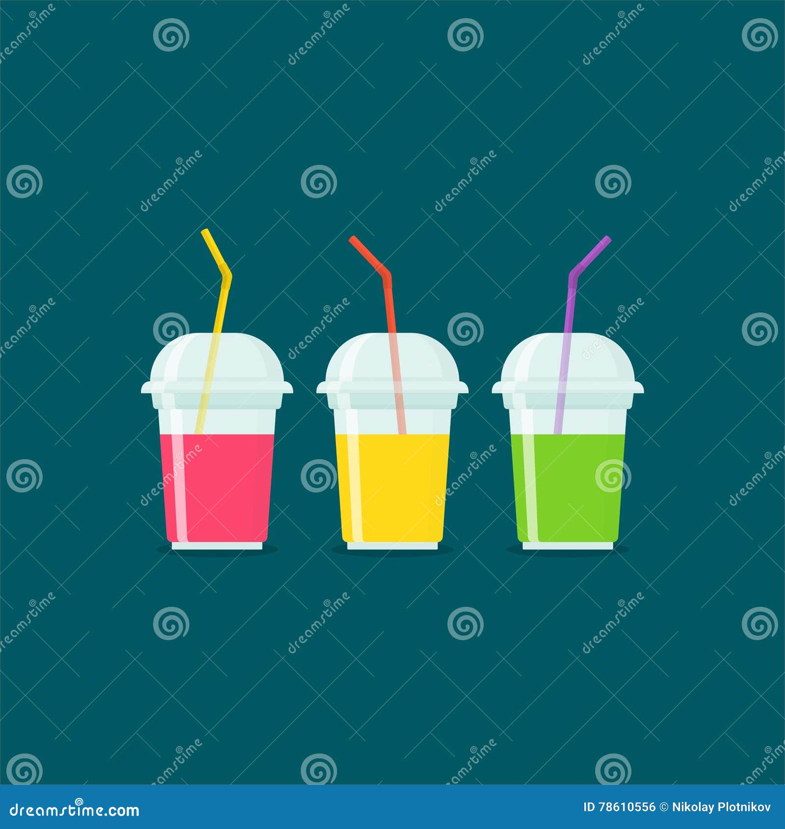 Fruit Smoothies in Plastic Cups on Dark Background. Stock Vector -  Illustration of energy, juice: 78610556