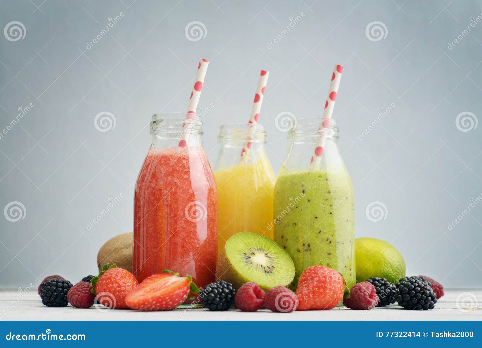 Fruit Smoothies in Retro Bottles Stock Photo - Image of blended, health ...