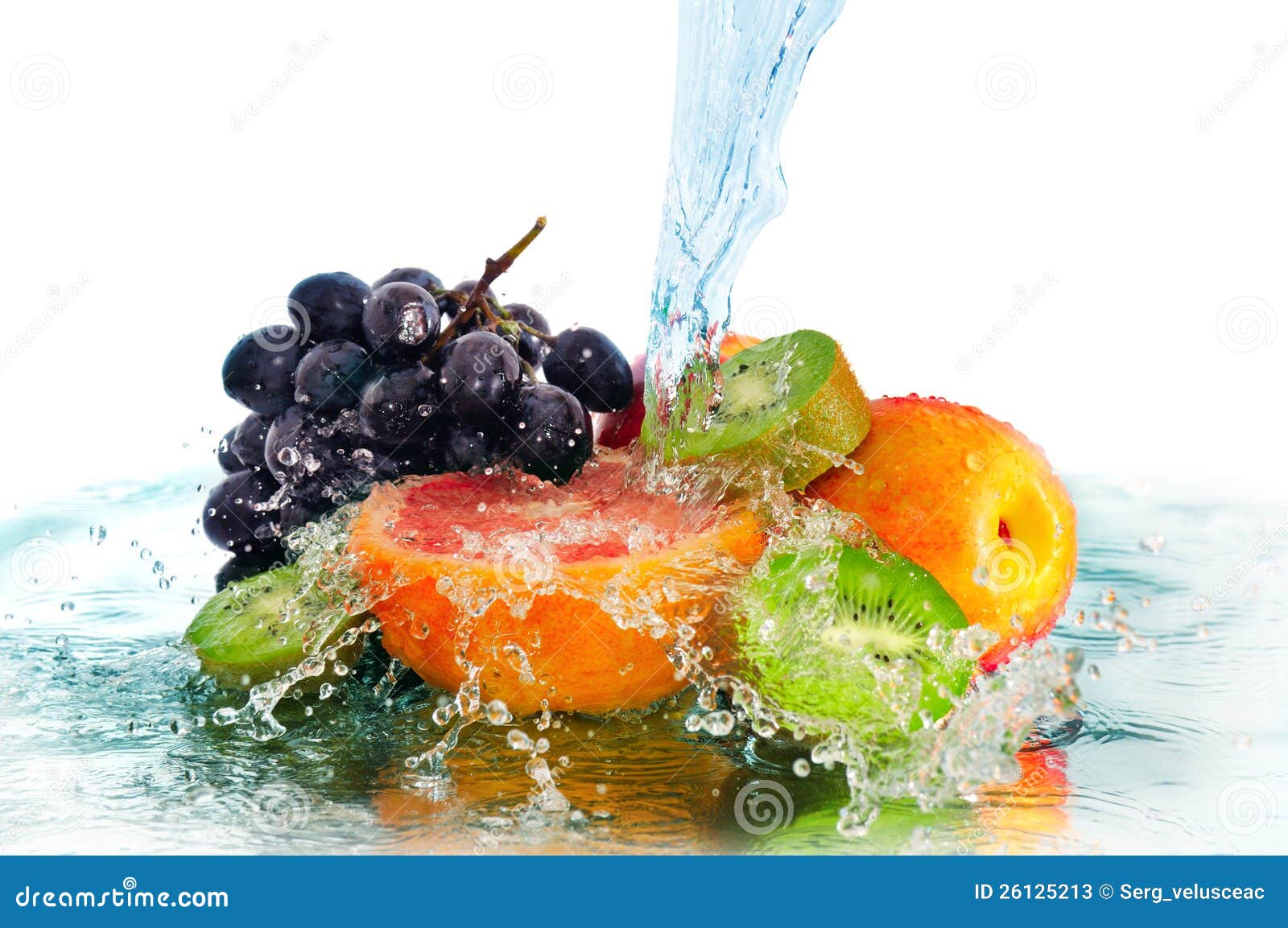 Fruit in a spray of water stock image. Image of natural 26125213