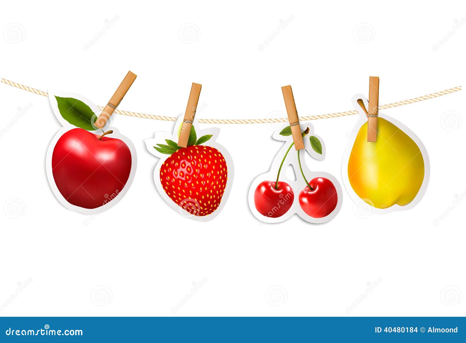 Fruit Stickers Hanging On A Rope. Stock Vector Illustration of berry