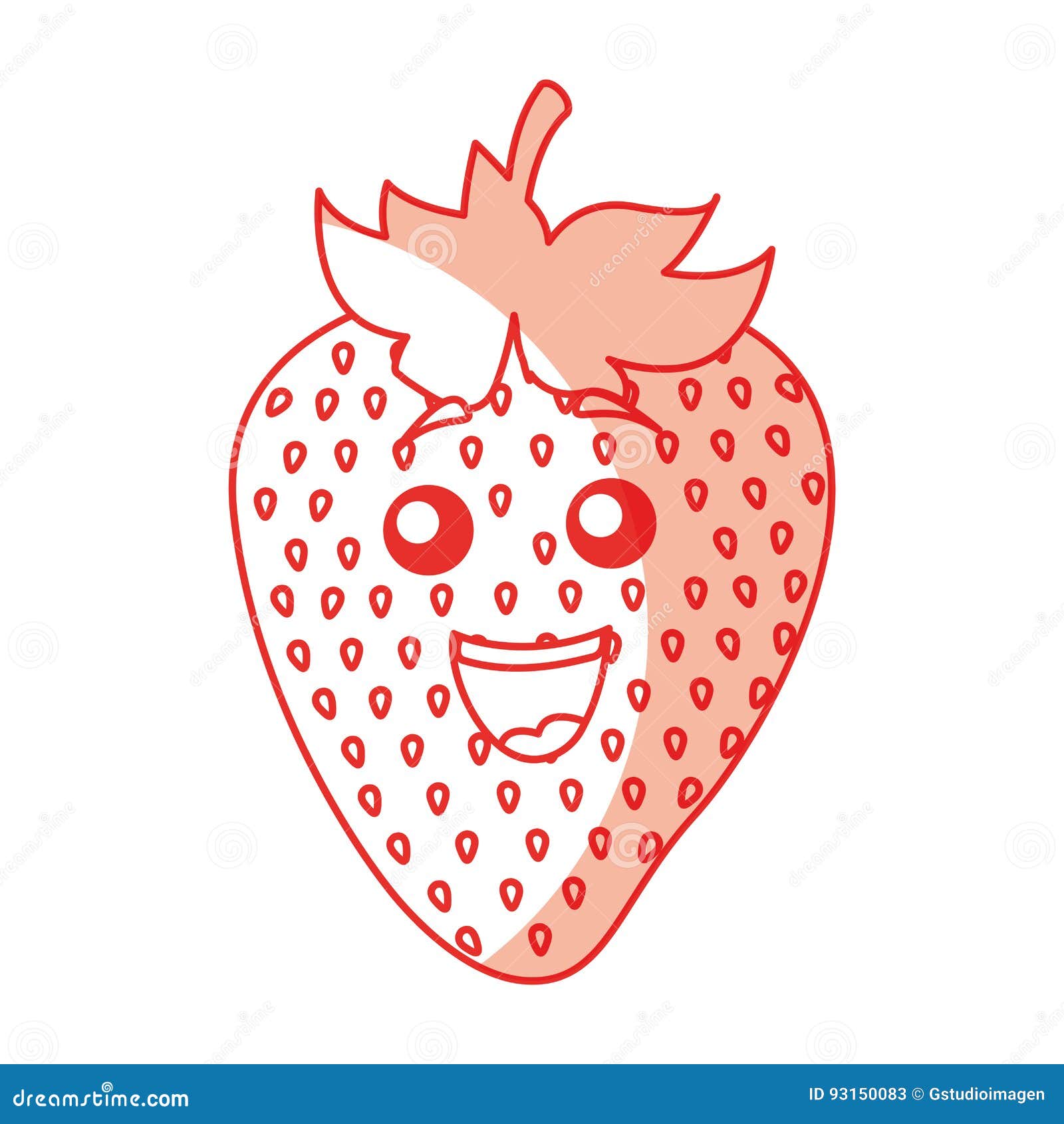 Fruit Strawberry Kawaii Character Stock Vector Illustration of