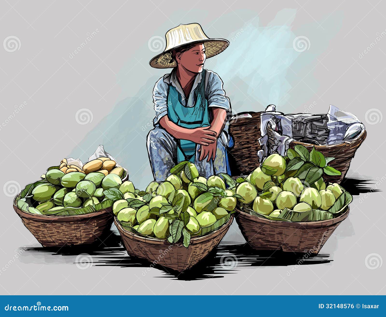 fruit street vendor in bangkok thailand