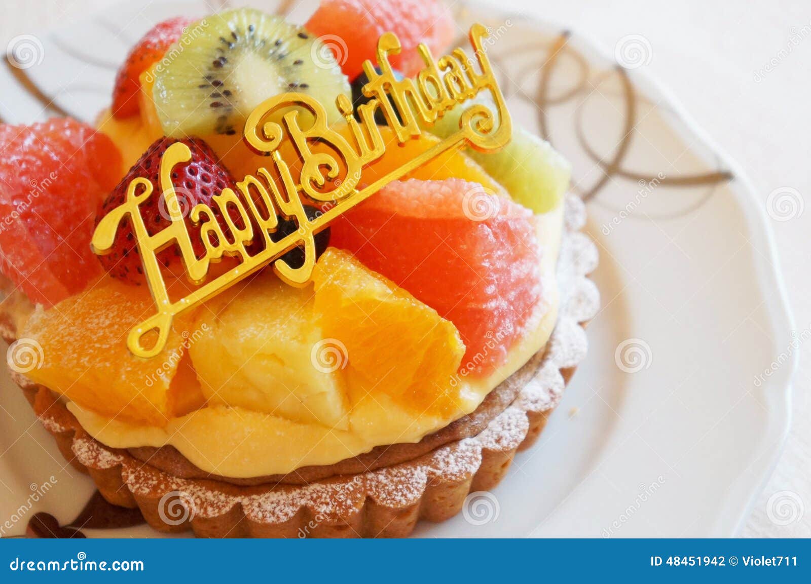 Fruit Tart for Birthday stock photo. Image of fresh, fruit 48451942