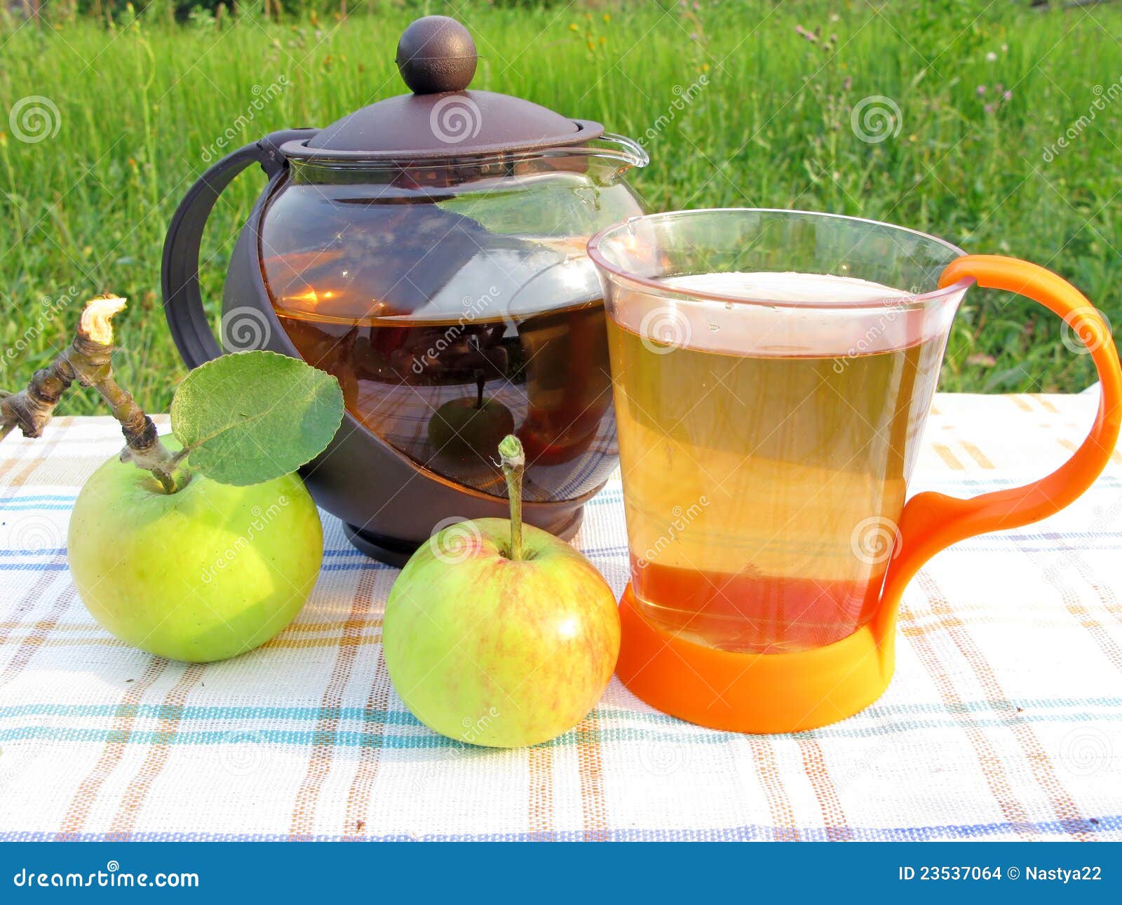 Fruit Tea with Apples Teadrinking Outdoors Stock Photo Image of food, health 23537064