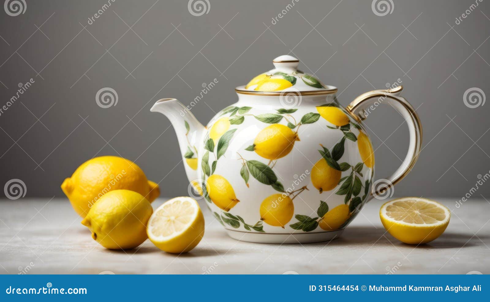 fruit teapot of lemon on a white background.
