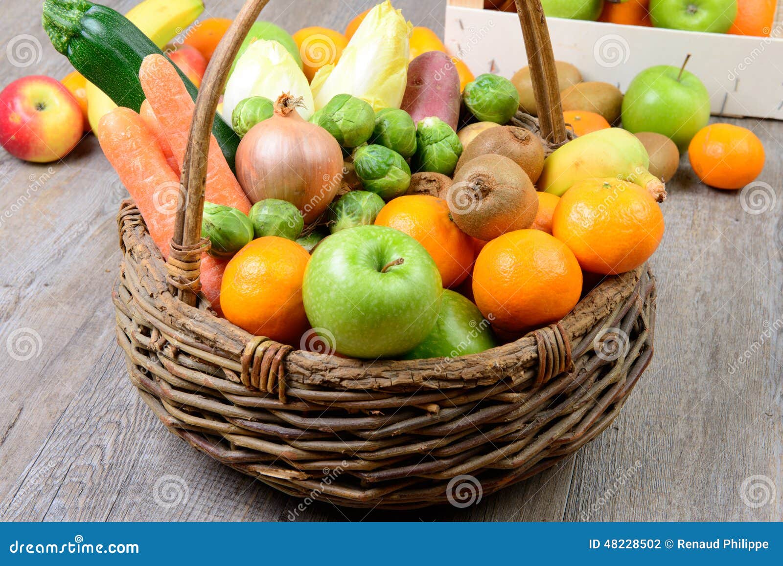 Fruit and vegetable basket stock photo. Image of nutrition 48228502