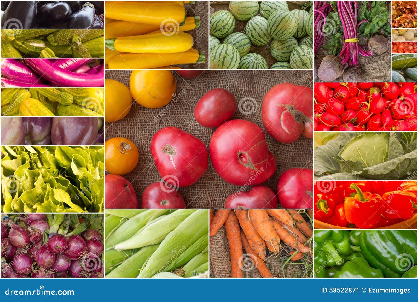 Fruit and Vegetable Collage Stock Image - Image of bell, plant: 58522871