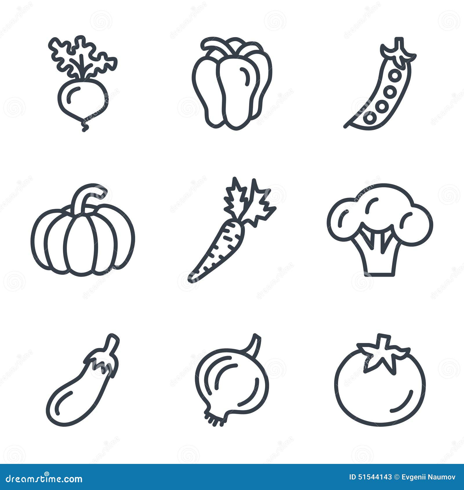 Fruit and Vegetables Icons Linear Style Stock Vector - Illustration of ...
