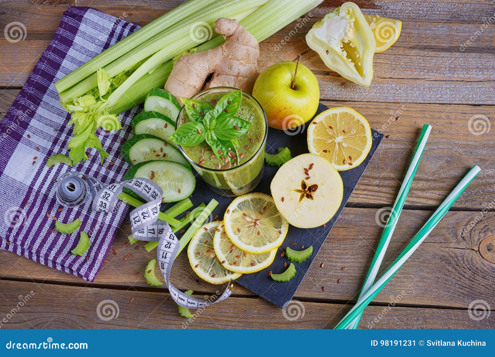 Fruit and Vegetables Smoothie. Healthy Breakfast. Stock Image - Image