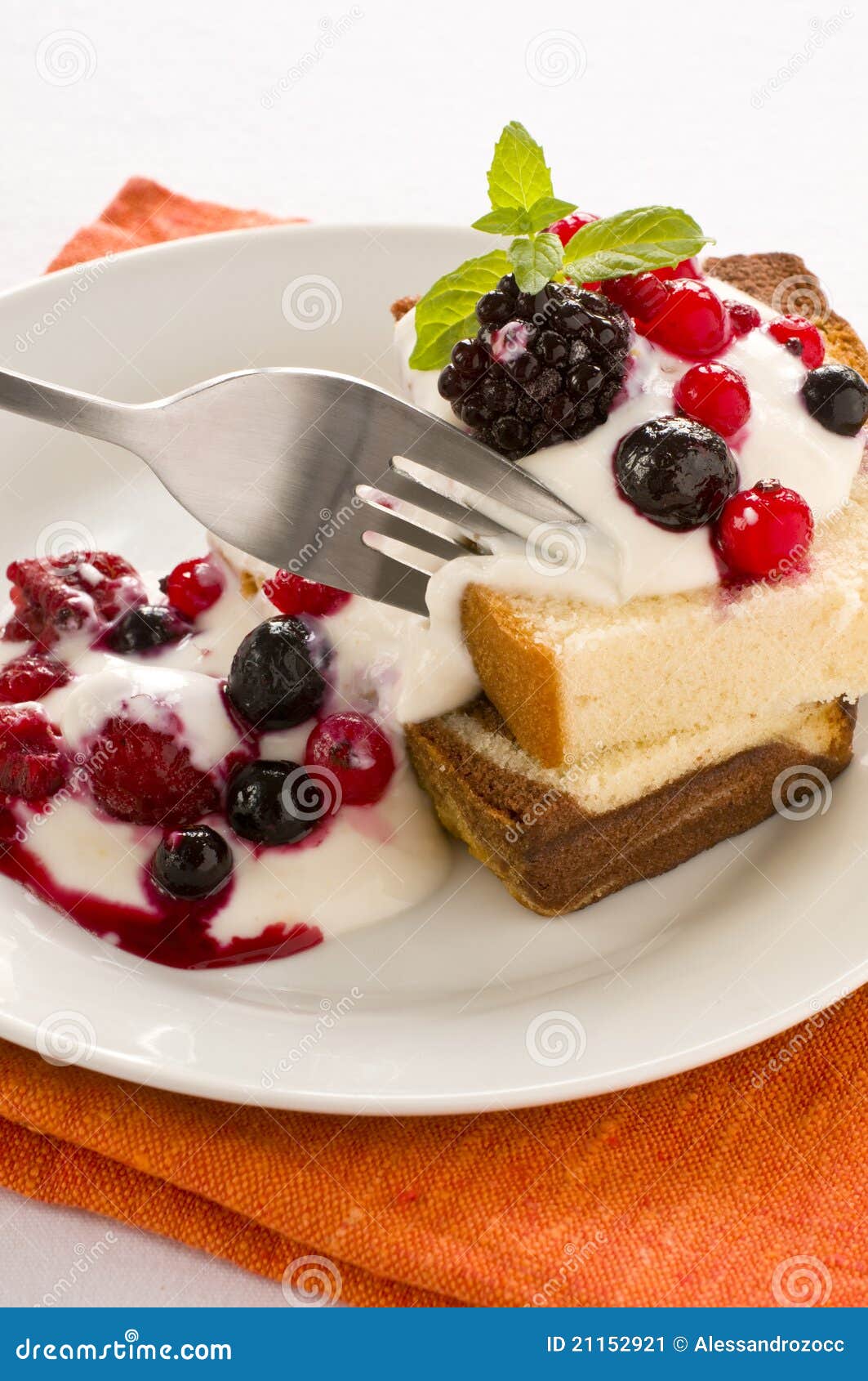 Fruit and Yoghurt Cake stock image. Image of plate, mint 21152921