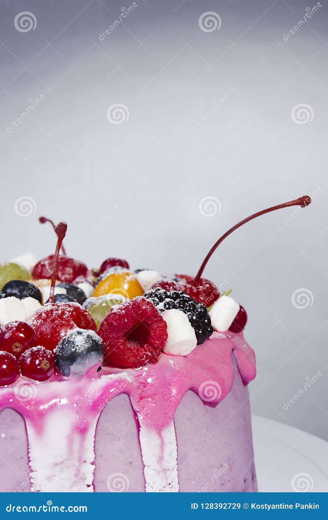 Fruit yoghurt cake stock image. Image of gourmet, black 128392729