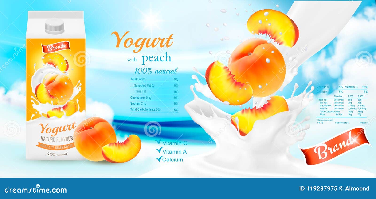 fruit yogurt with berries advert concept.