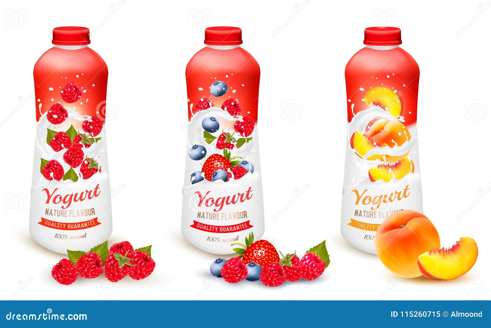 fruit yogurt with peach advert concept.