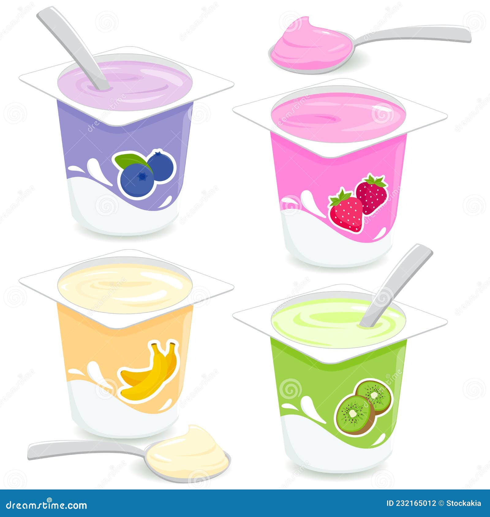 Flavored Yogurts Stock Illustrations 3 Flavored Yogurts Stock