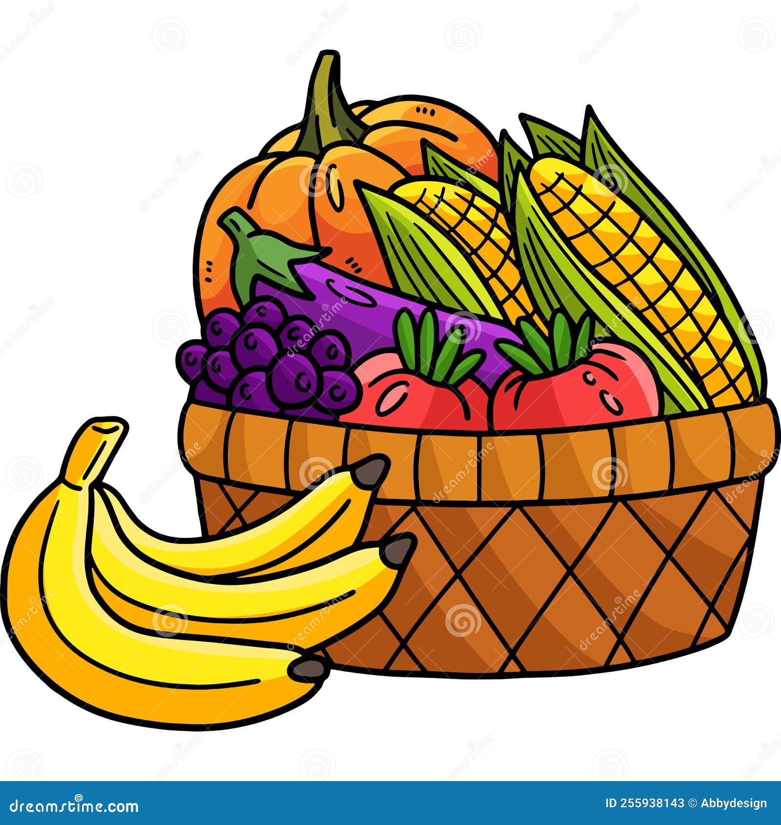 Fruits In The Basket Cartoon Colored Clipart Stock Vector fruits-in-the-basket-cartoon-colored-clipart-stock-vector