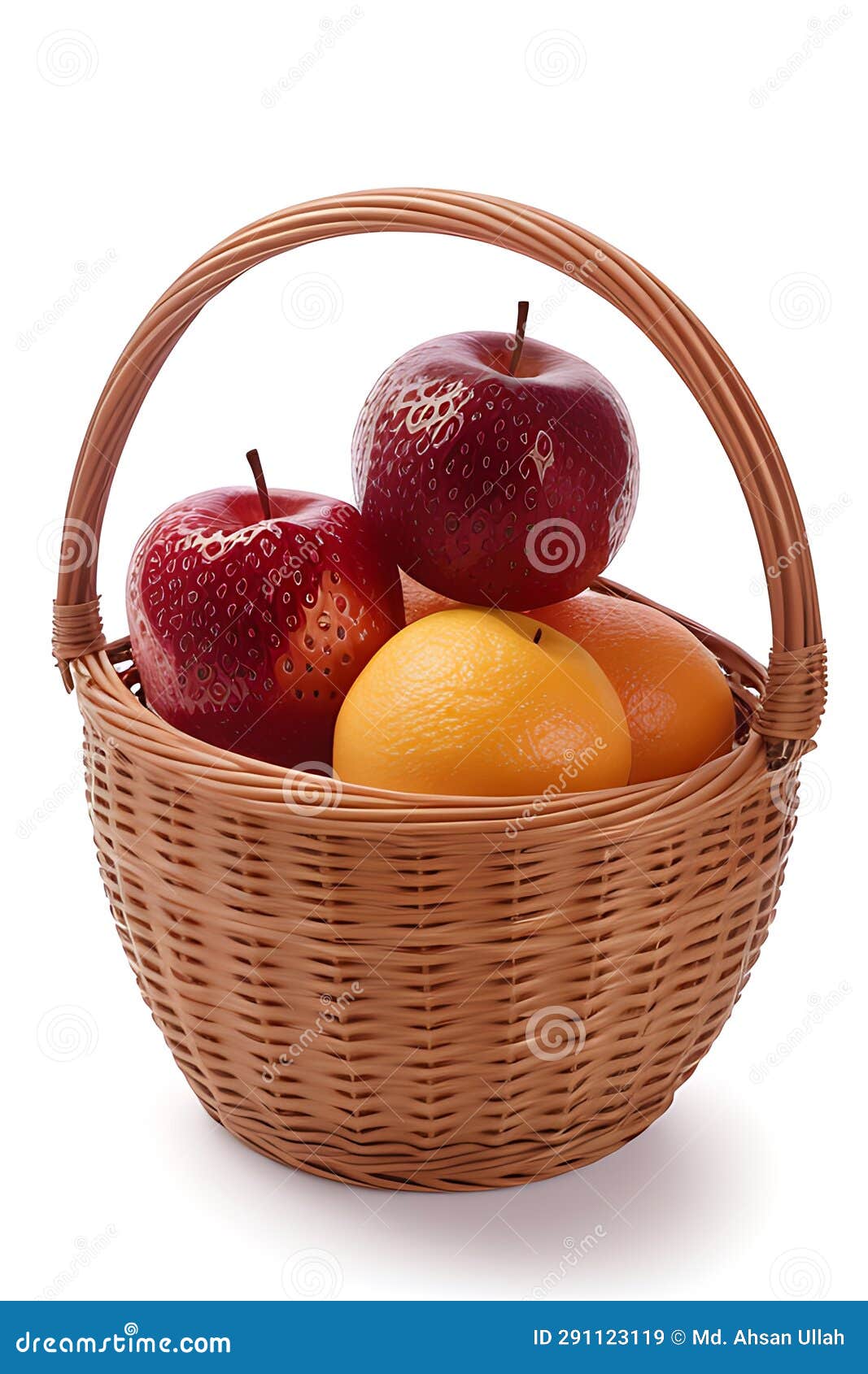 Fruits on Basket with White Background AI Generated Stock Image Image