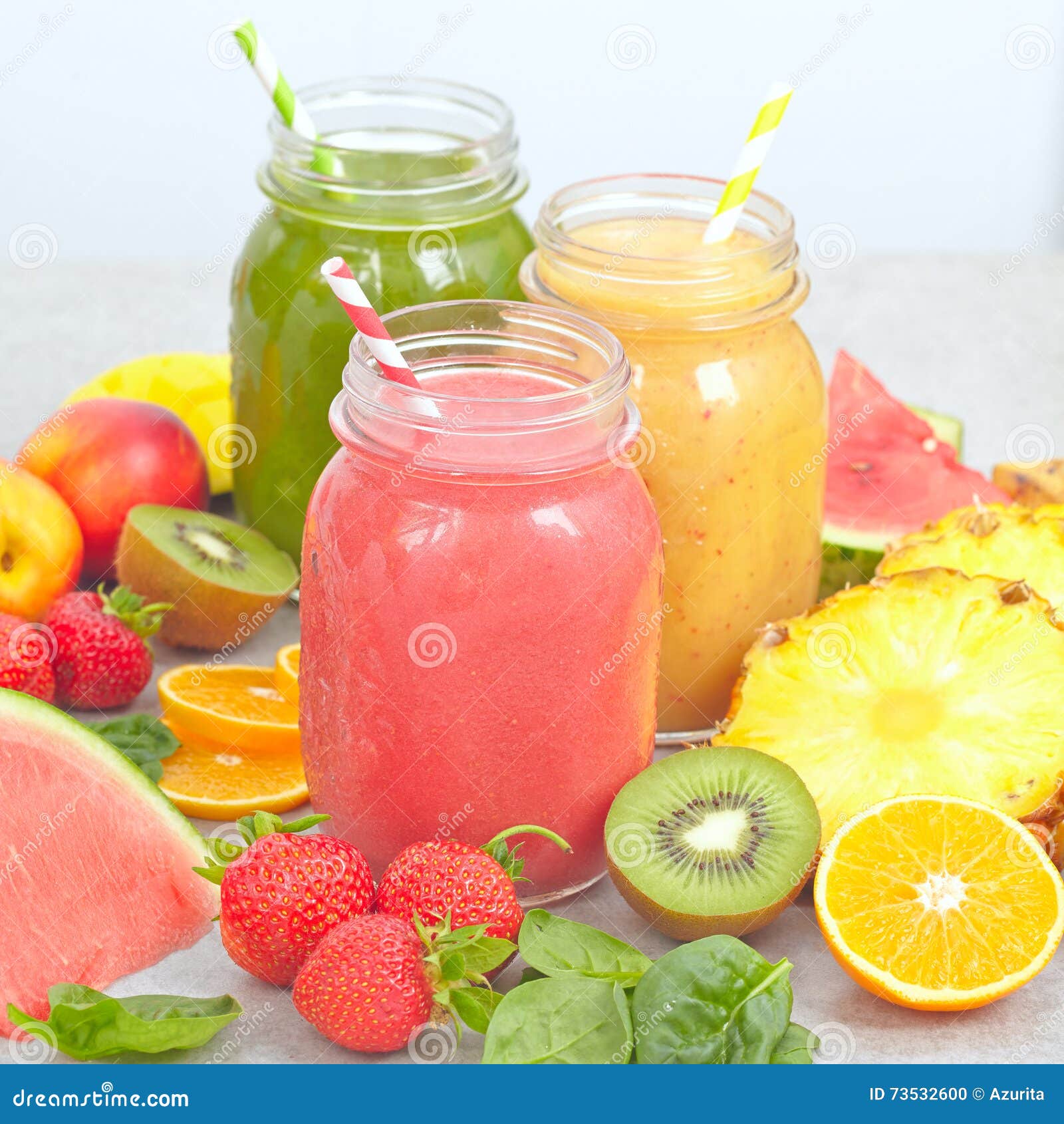 Fruits, Berries and Jars of Fresh Smoothie Stock Photo Image of
