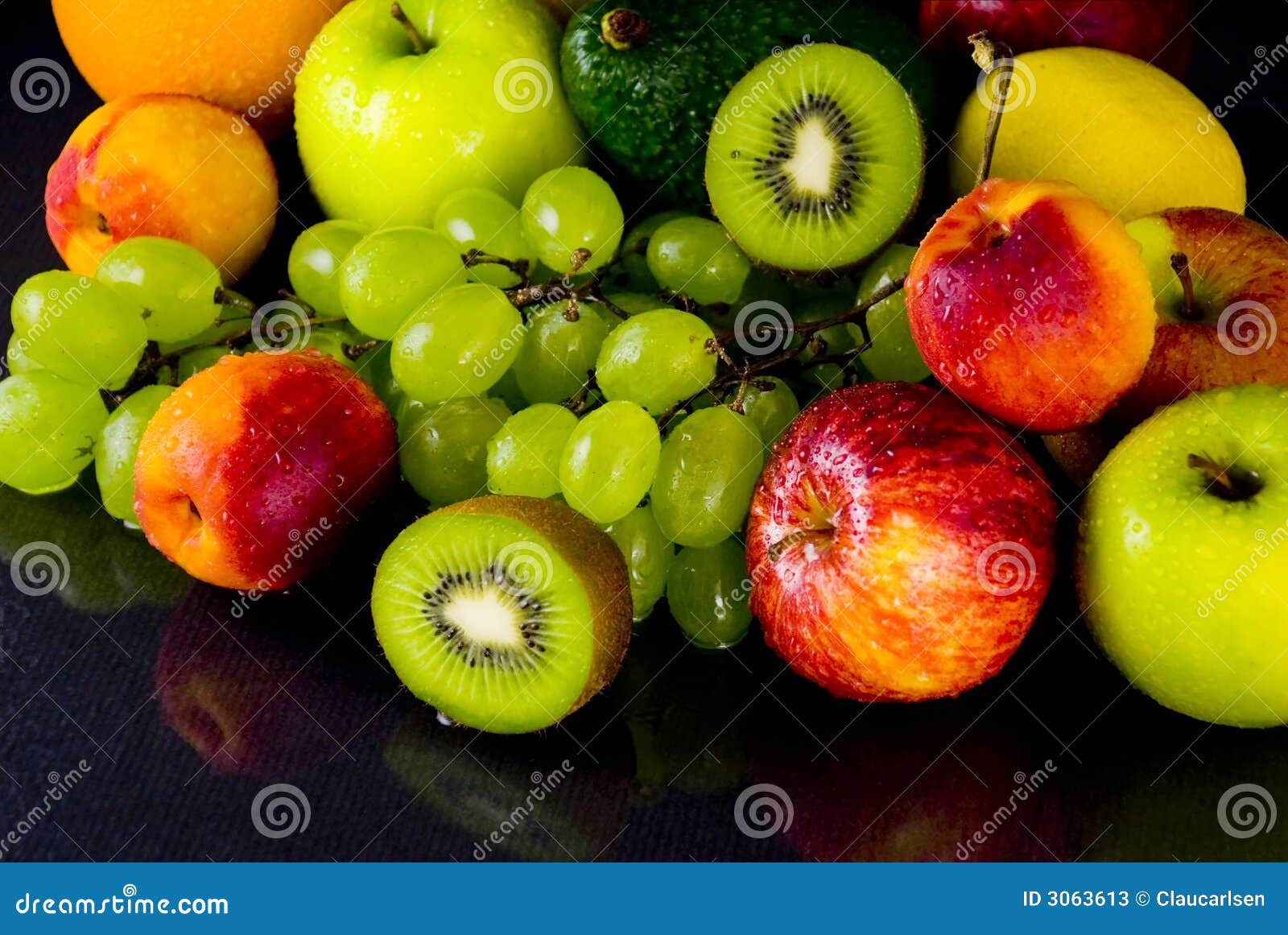 Fruits on black stock image. Image of yellow, healthy 3063613