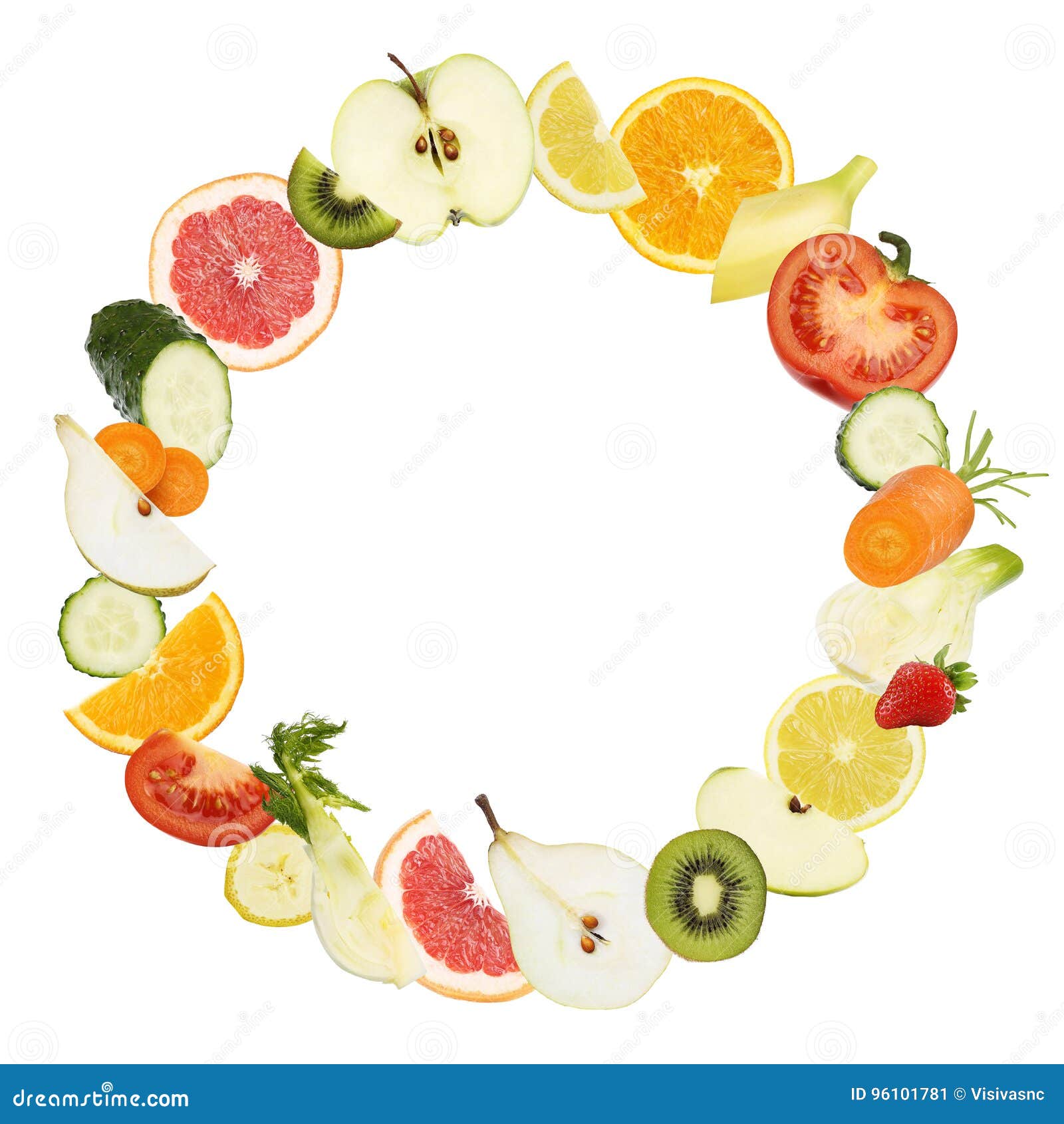 Fruits Circle Shape Texture Vegetables Food Diet Concept Stock