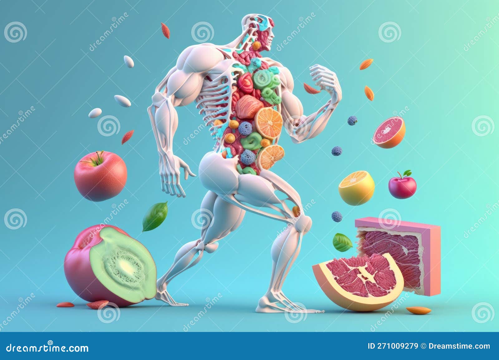 Fruits Forming a Human Body Metabolism and Nutrition, Eating Diet Food for  Energy and Digestion. Generative Ai Stock Illustration - Illustration of  medical, organ: 271009279