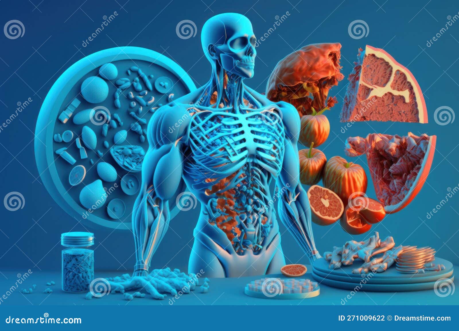 Fruits Forming a Human Body Metabolism and Nutrition, Eating Diet Food for  Energy and Digestion. Generative Ai Stock Illustration - Illustration of  anatomy, biochemistry: 271009622