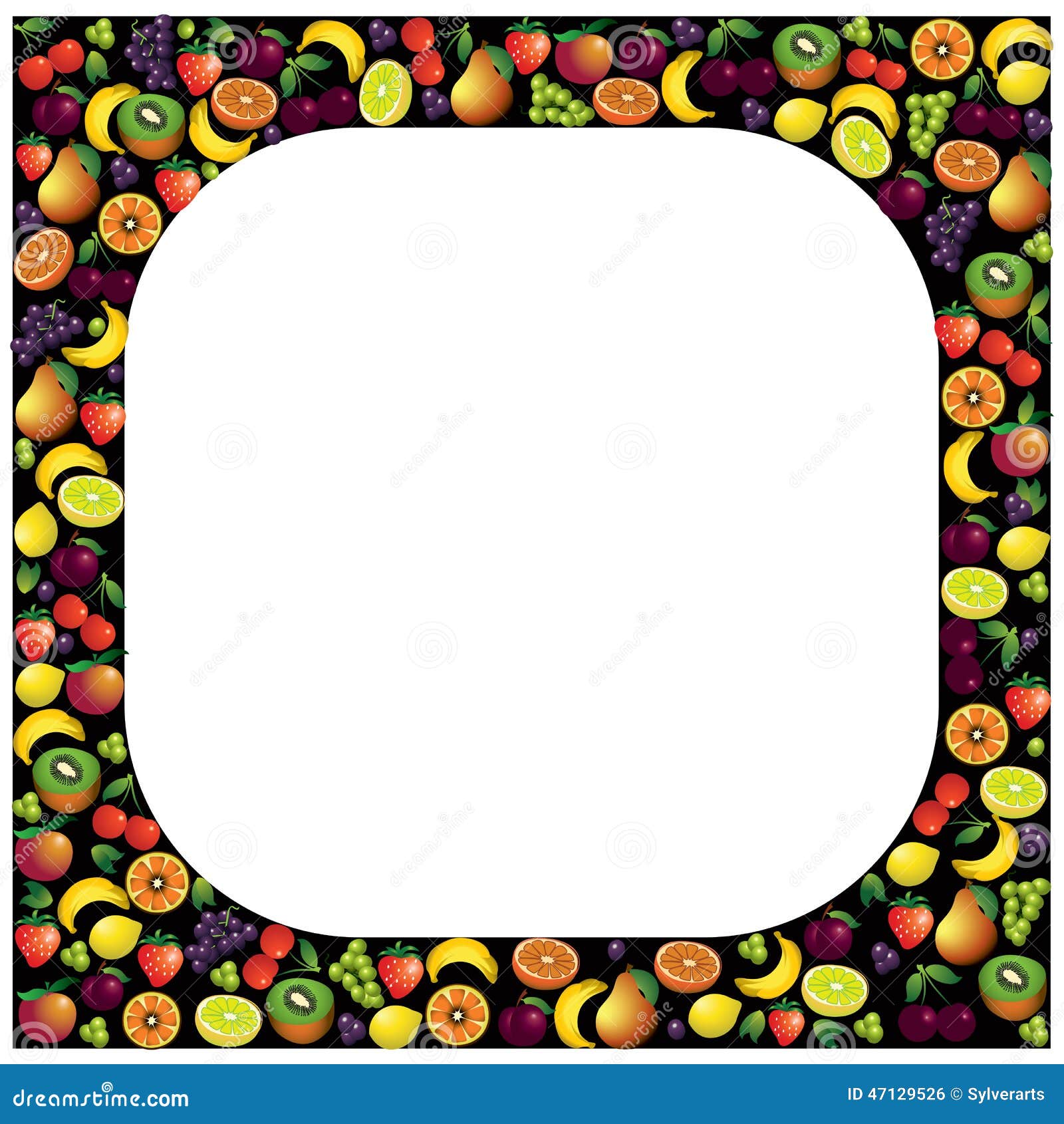 Fruits Frame Made With Different Fruits Over Dark Fruits Frame Made With Different Fruits Over Dark