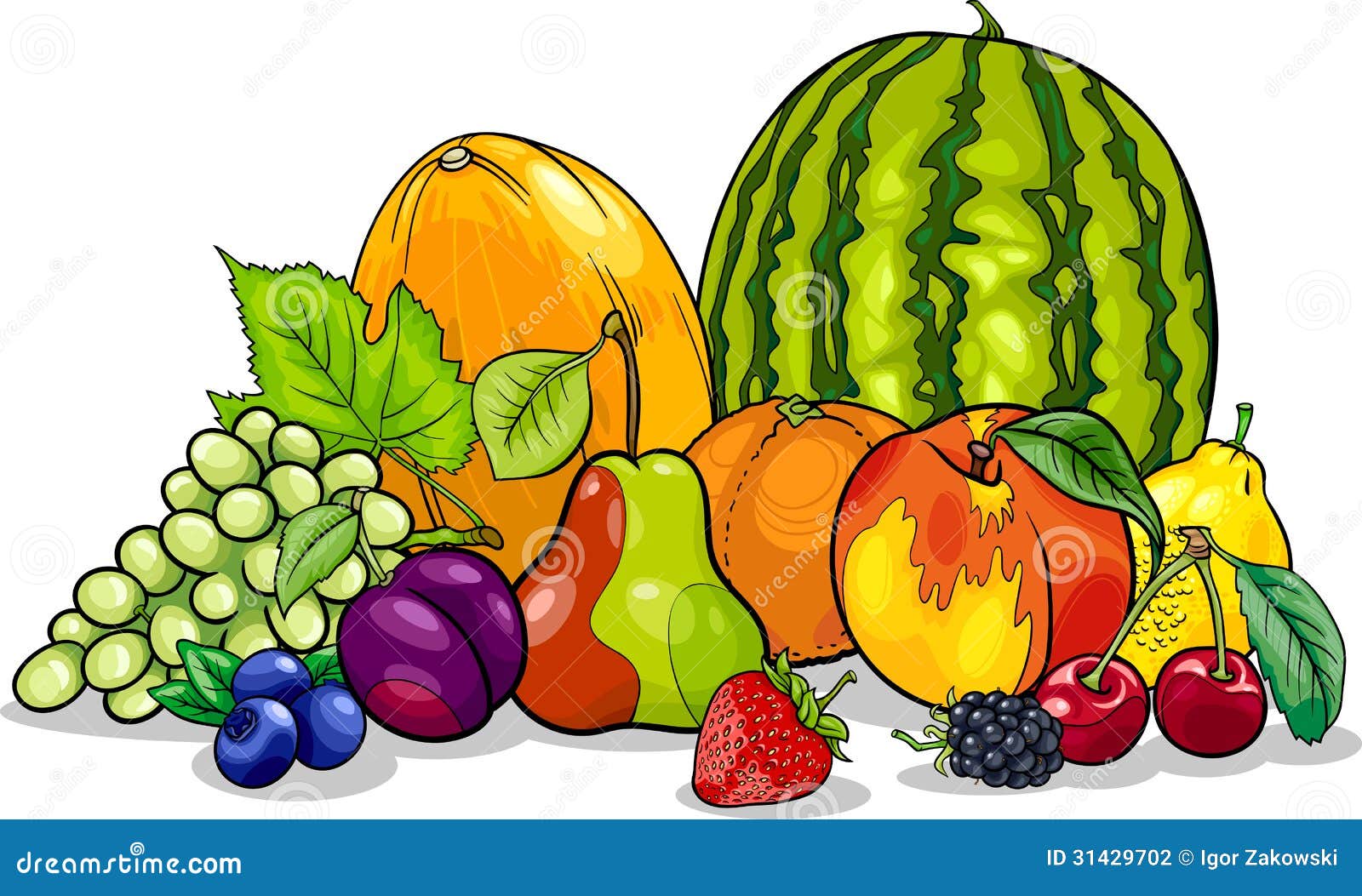 Fruits Group Cartoon Illustration Stock Vector - Illustration of health,  plum: 31429702
