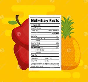 Fruits Group With Nutrition Facts Stock Vector Illustration Of Fresh Diet 115974668