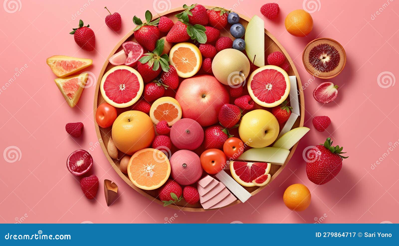 Fruits and Healthy Snacks for Weight Loss in Summer Stock Illustration