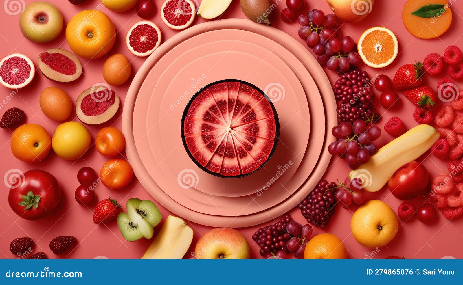 Fruits and Healthy Snacks for Weight Loss in Summer Stock Illustration