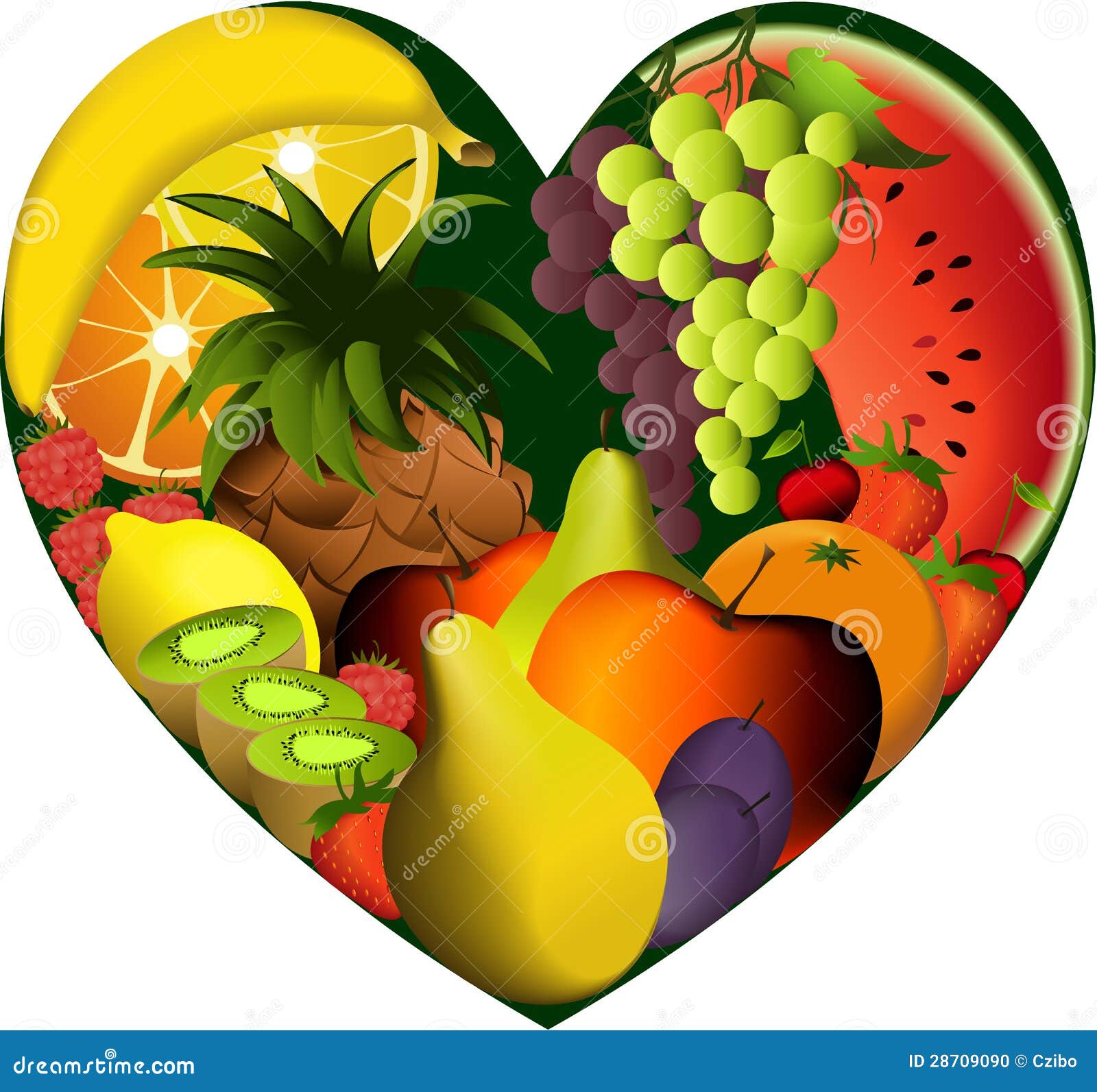 Fruits in heart shape stock vector. Illustration of kiwifruit 28709090
