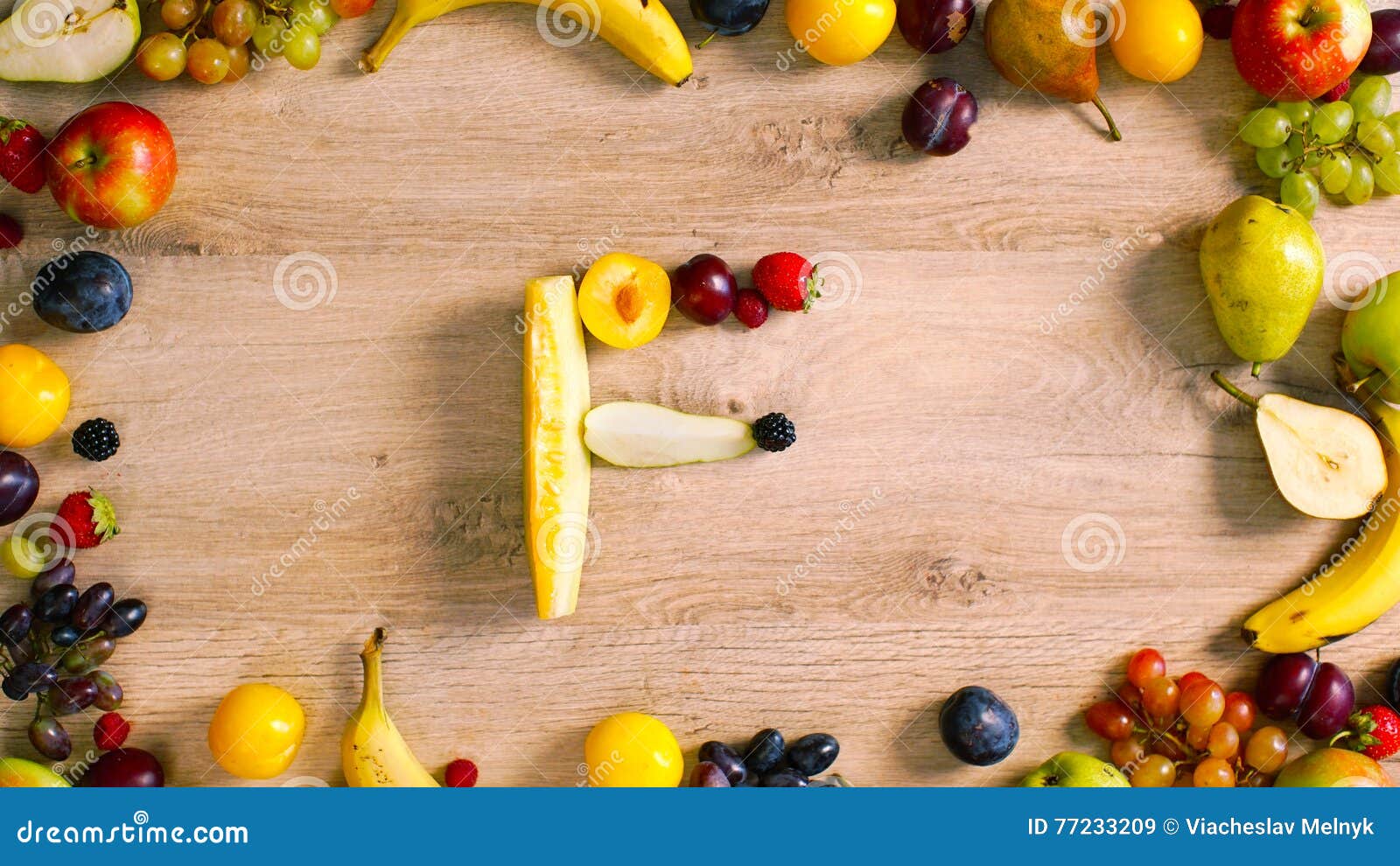 Fruits made letter F stock image. Image of illustration - 77233209