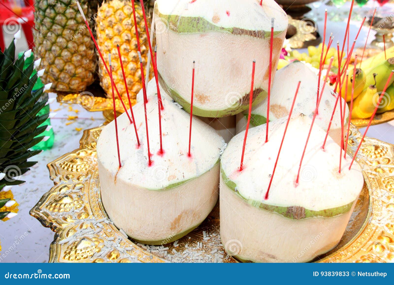 Fruits for making offerings or sacrifice to the spirits or gods