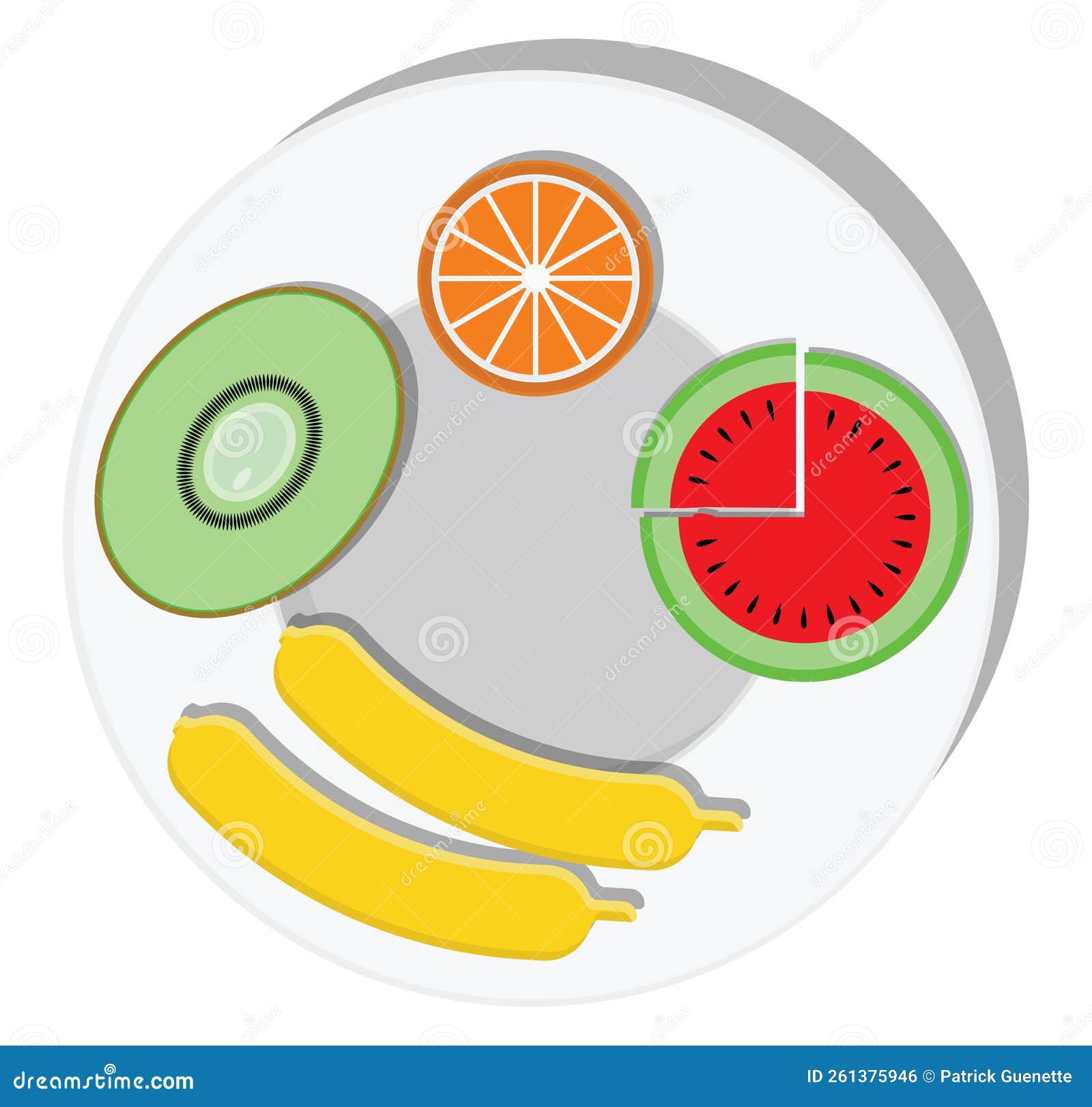 Fruits on a plate, icon stock vector. Illustration of food 261375946