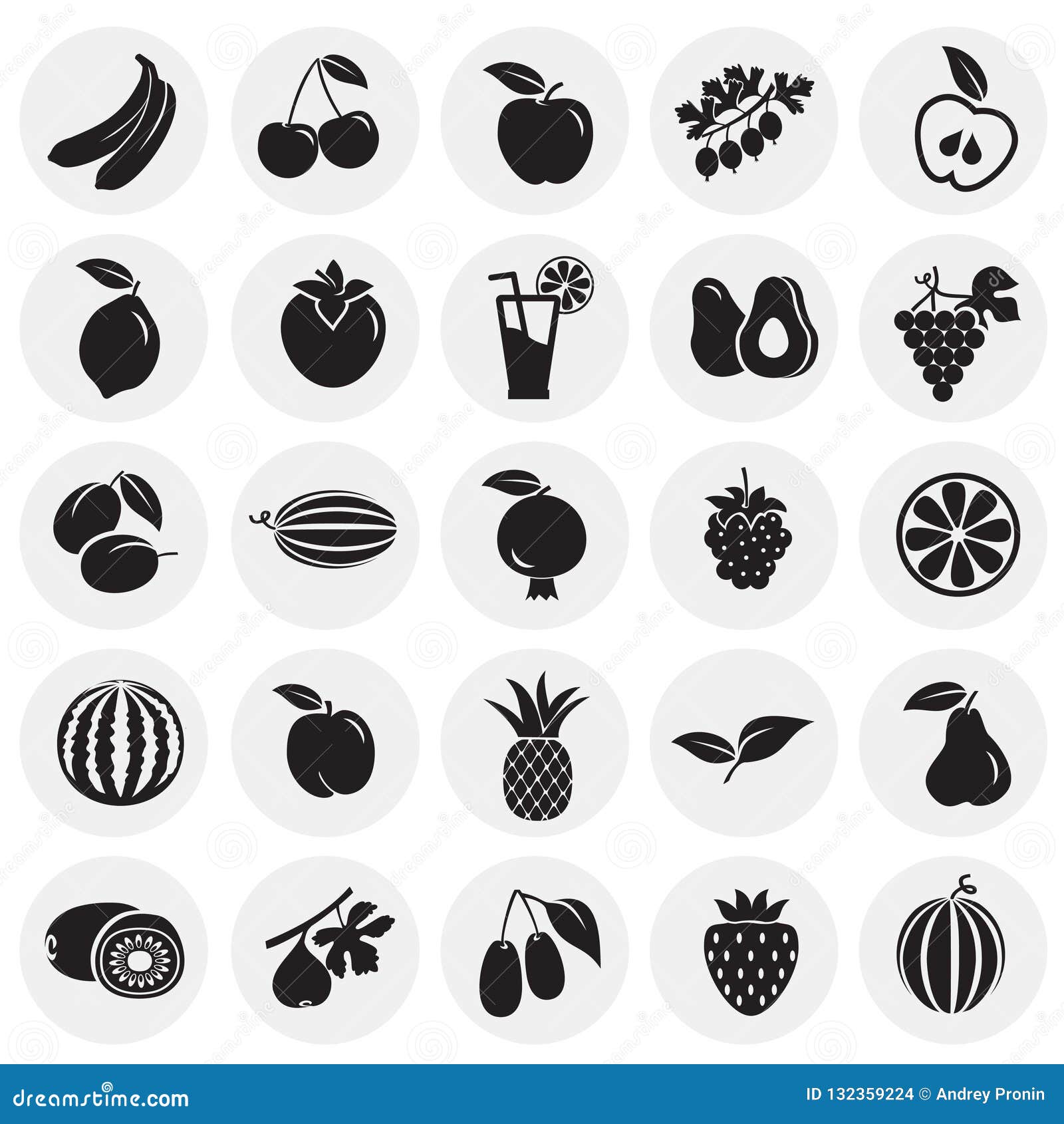 Fruits Set on Circles Background Stock Vector - Illustration of ...