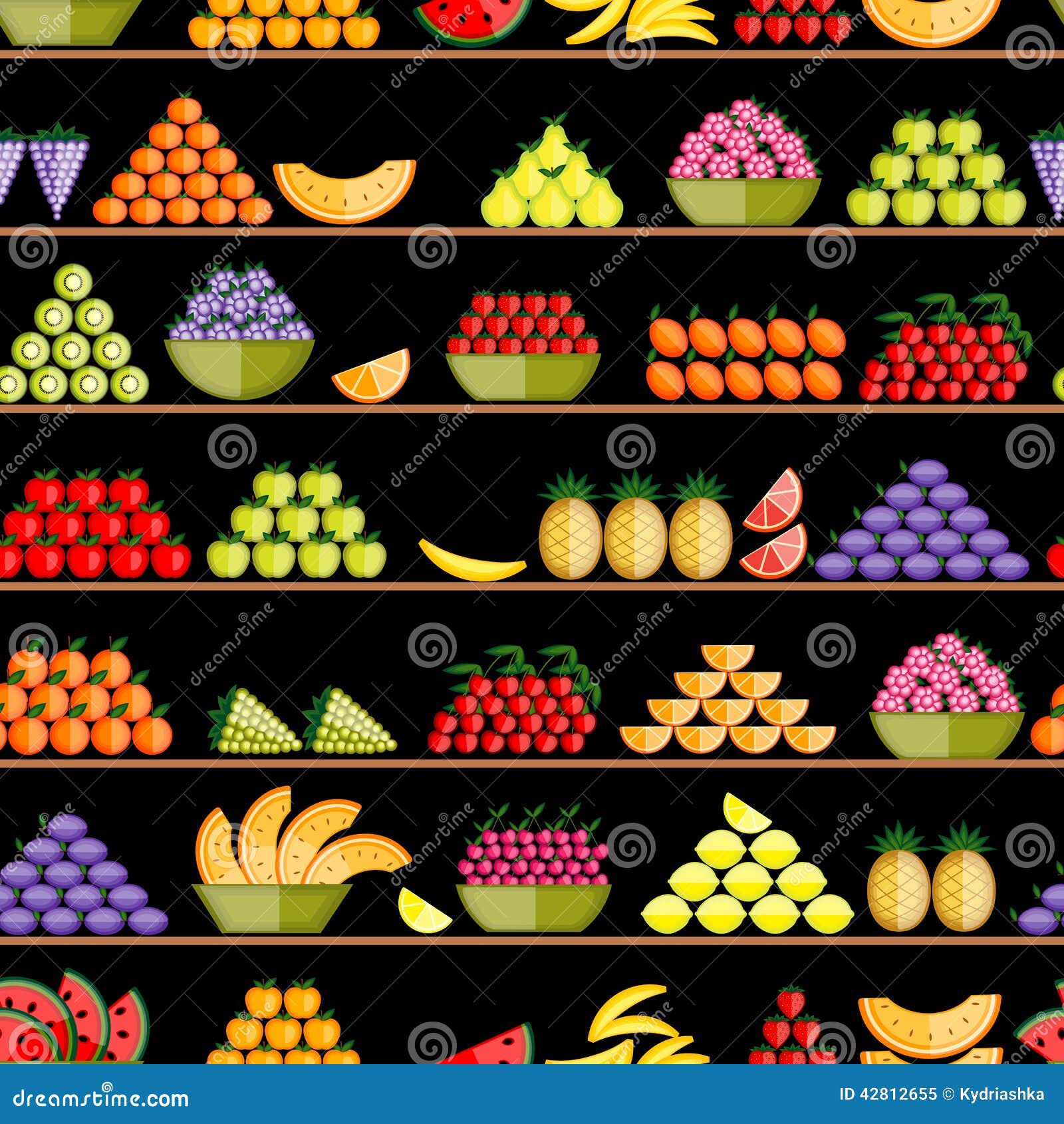 Fruits On Shelves, Seamless Pattern For Your Stock Vector Illustration of pear, piece 42812655